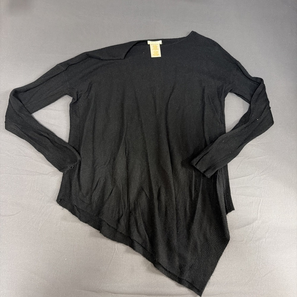 Marty M black long-sleeve top appears to be an asymmetrical drape tunic Small